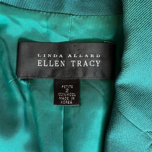 linda Allard Ellen Tracy Green Blazer Size 2 petite - Picture 7 of 11